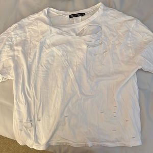 White Cropped T shirt